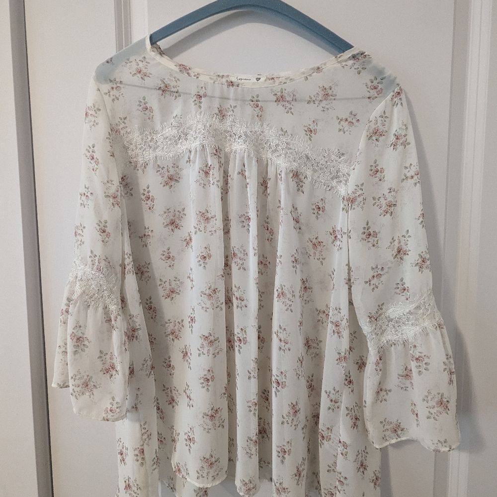 Floral White Blouse In Medium